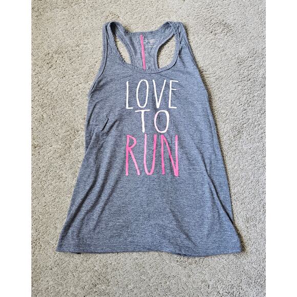 Danskin Now Women's Racer Back Athletic Tank ''Love To Run'' Gray M (8-10) - Picture 1 of 5